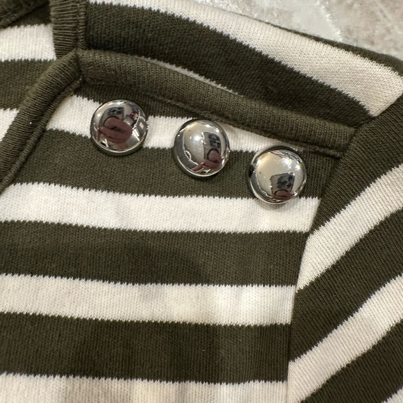 Talbots Striped Olive Green and White Dress Size LP - Picture 2 of 8